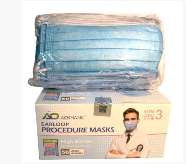 Level-3 Procedure Mask - 98% filtration -  Disposable - Aoshang - pack of 50 - $0.6 each