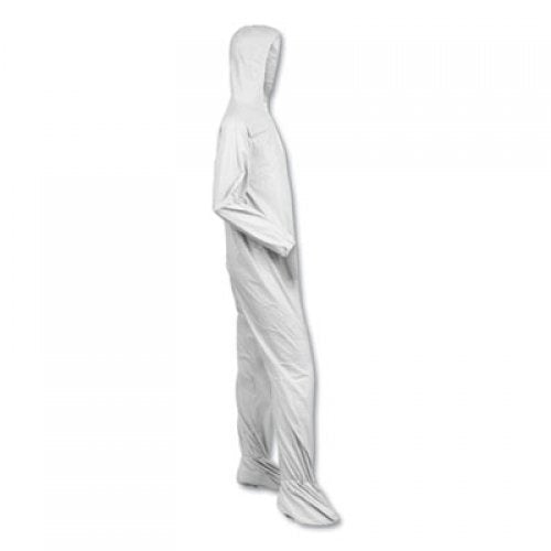 KleenGuard A40 Elastic-Cuff, Ankle, Hood & Boot Coveralls, White, 2X-Large, 25/Carton (44335)